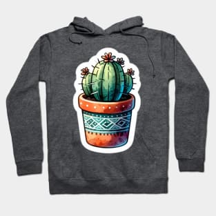 Cactus plant watercolor sticker Hoodie